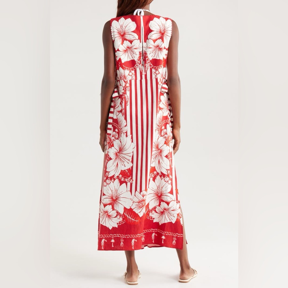 FARM Rio Red and White Floral Swim Coverup - Picture 3 of 7